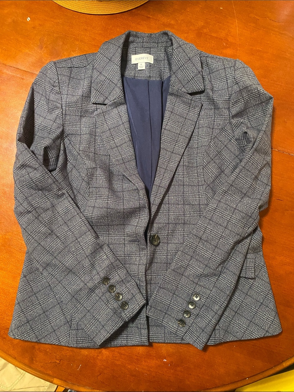 Evereve Women's Gray Glen Plaid Single-Button Blazer